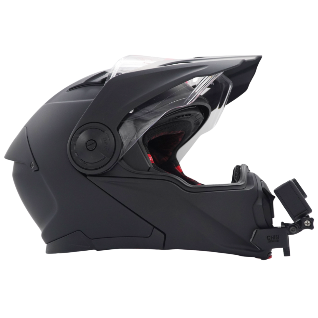 black optimus sv tour max vision flip front motorcycle helmet Sedici Adventure Modular Helmet Chin Mount For GoPro, Insta360, DJI, & more — Chin Mounts